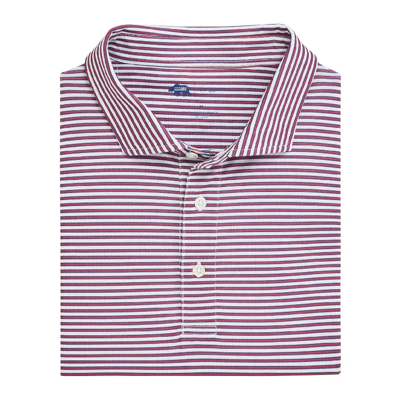 Retro Prints Guide Stripe Performance Pique Polo - Earth Red