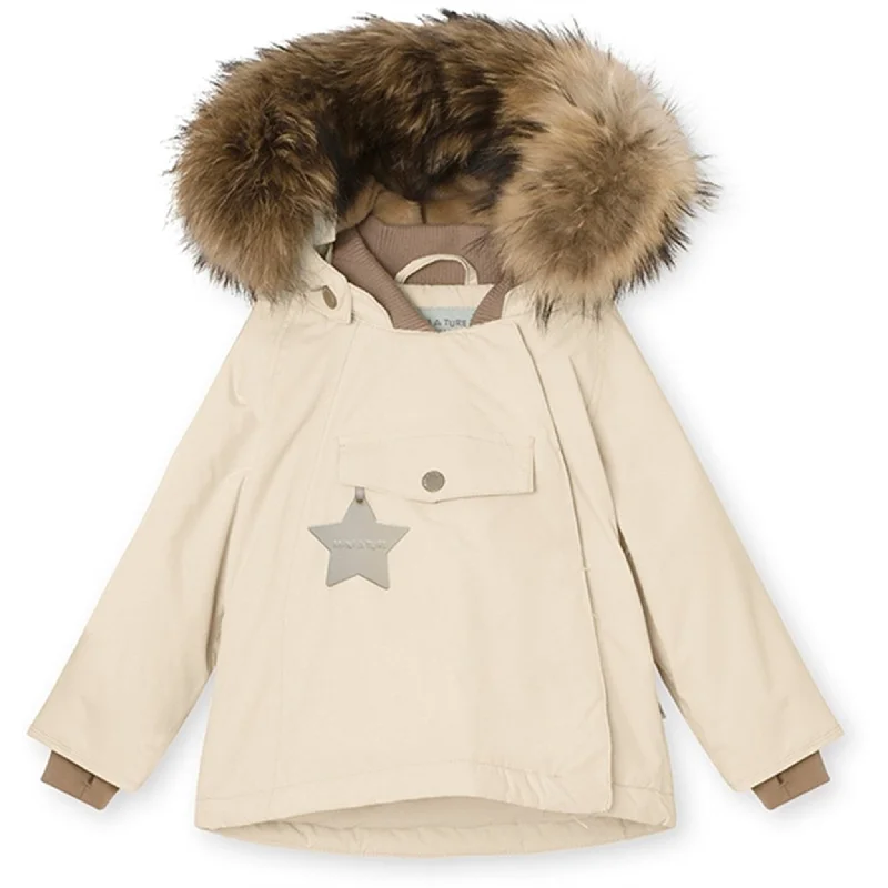 Black And White Style MINI A TURE Wang Fleece Fur Winter Jacket Angora Cream