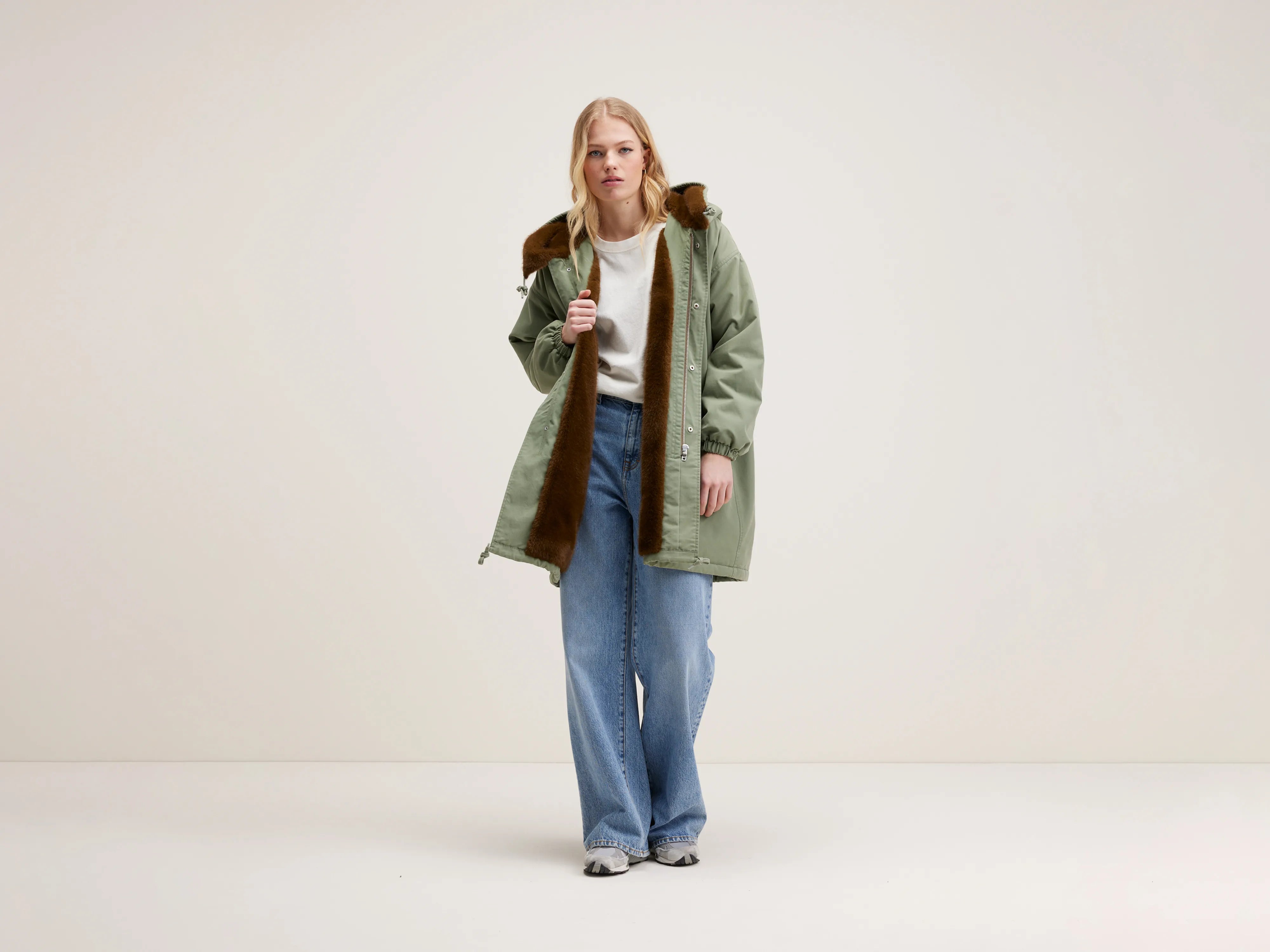 Loose Fit Laos hooded parka (242 / W / EUCALYPTUS)