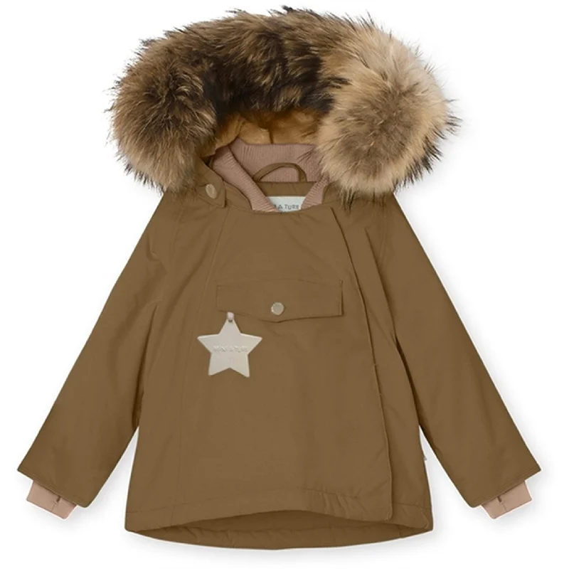 Wandering freely MINI A TURE Wang Fleece Fur Winter Jacket Wood