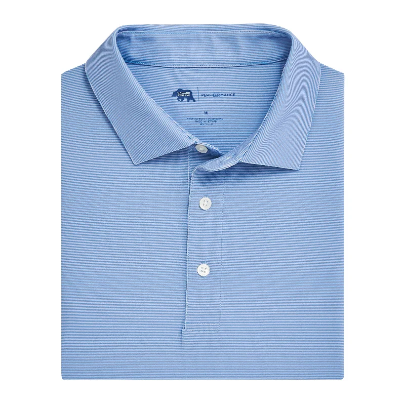 Simple Design Hairline Stripe Performance Polo - Cosmic Sky