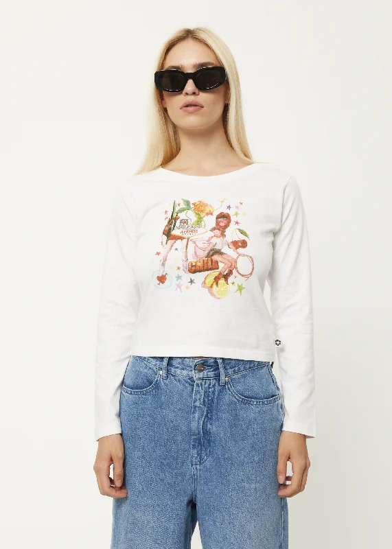 Sports Series AFENDS Womens Josie - Long Sleeve Graphic T-Shirt - White