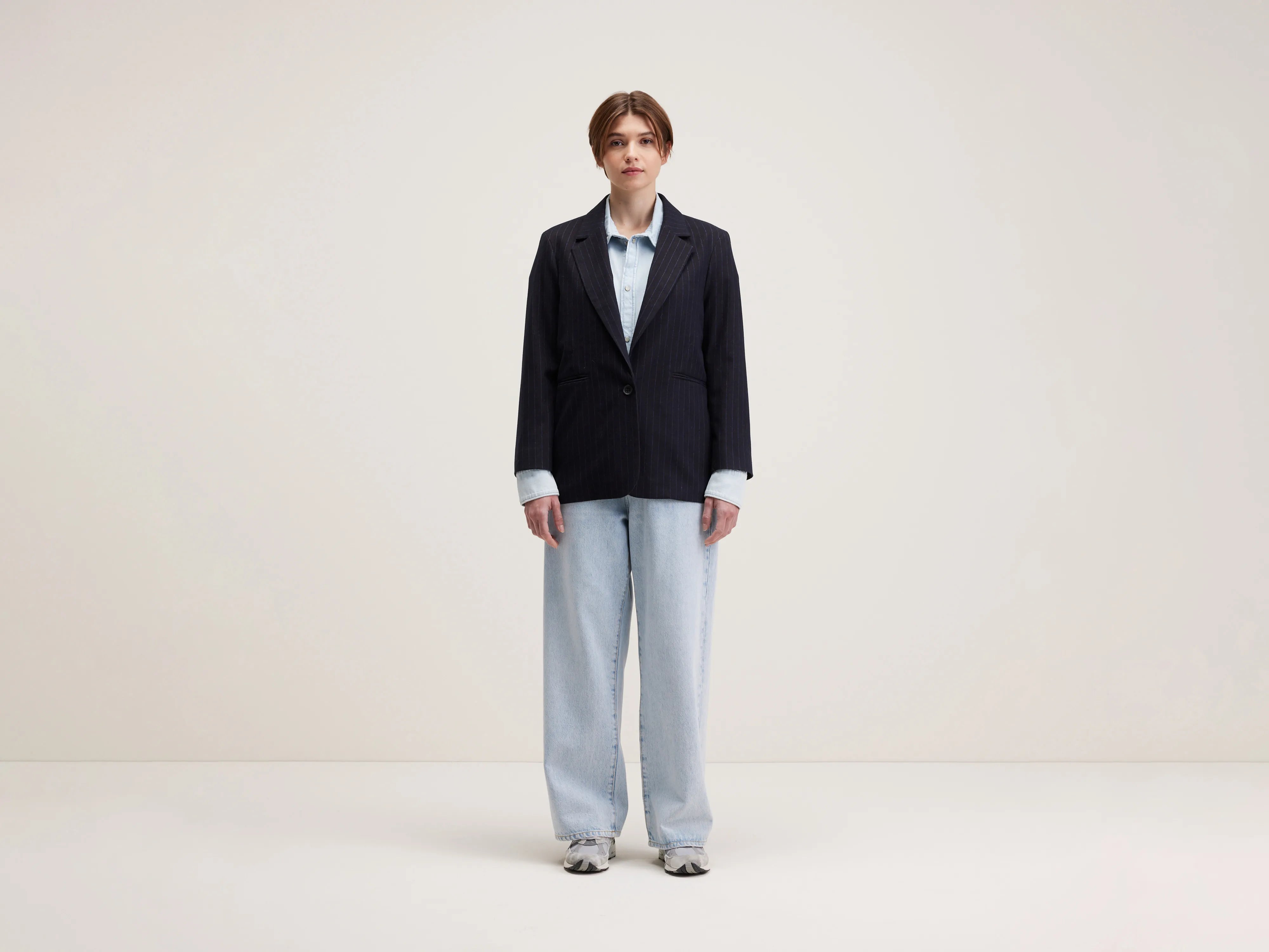 Skirt style Veil relaxed blazer (242 / W / STRIPE A)