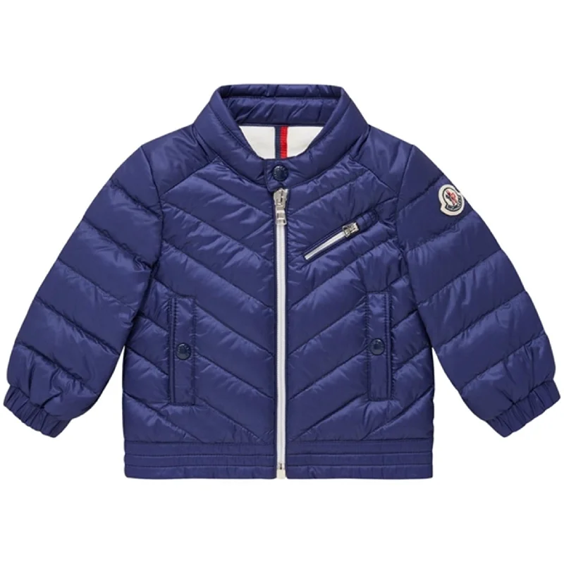 Trendy and versatile Moncler Aizo Biker Down Jacket Dark Blue