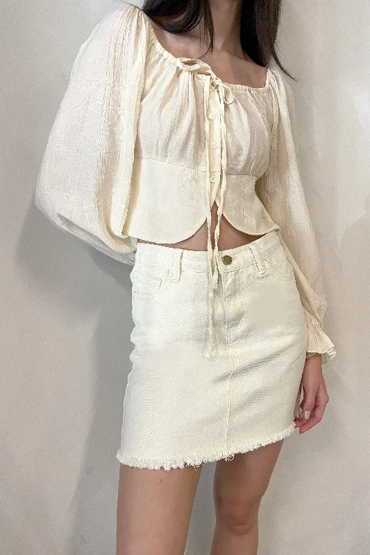 Fashion Wear IVORY DENIM MINI SKIRT