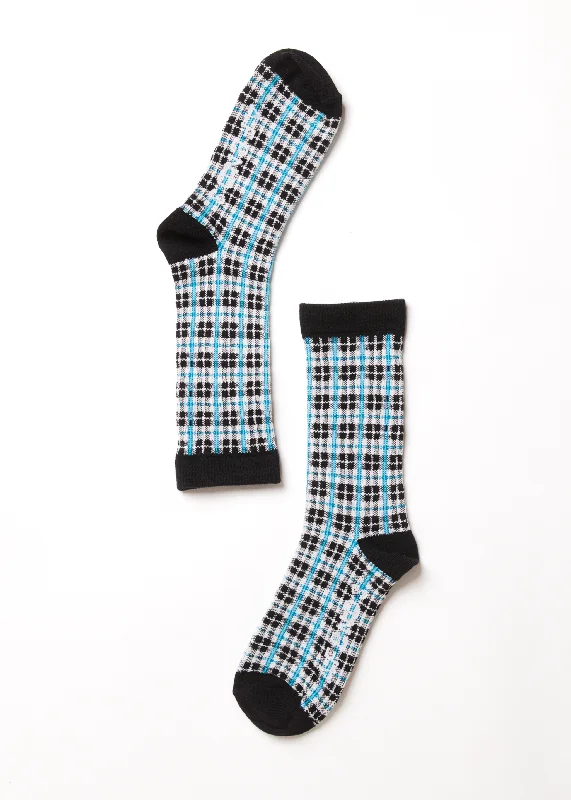 Basic Comfort AFENDS Unisex Checkers - Crew Socks - Black