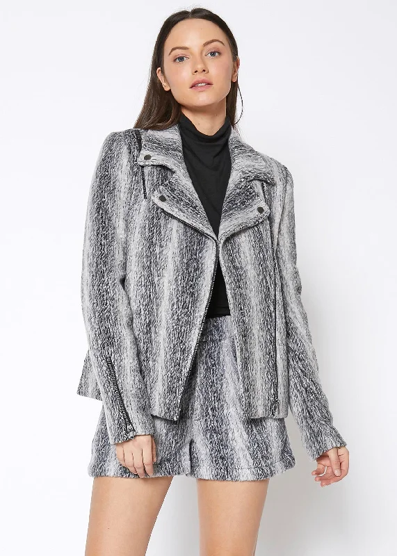 Sports Yoga Style Women's Brushed Wool Moto Jacket