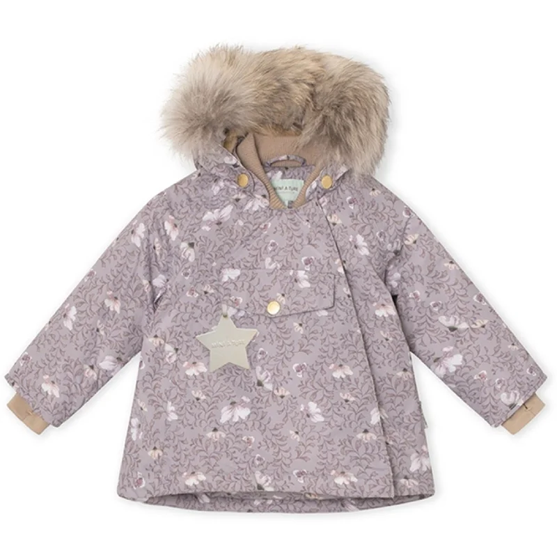 Advanced Design MINI A TURE Wang Fleece Printed Winter Jacket with Fur Autumn Flower Field