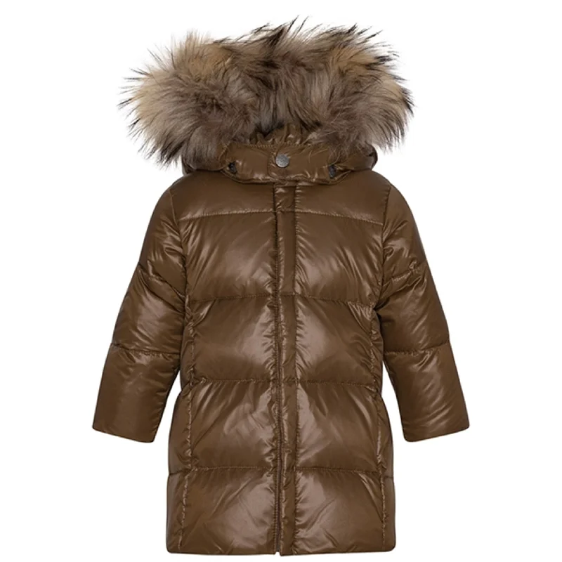 Fashionable And Fashionable Ver de Terre Featherlight Baby Girls Down Coat w. Fur Kangaroo