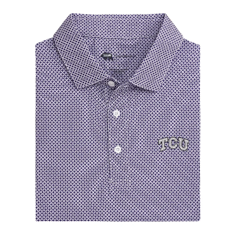 Slightly Flared Design TCU Scope Printed Performance Polo - Purple