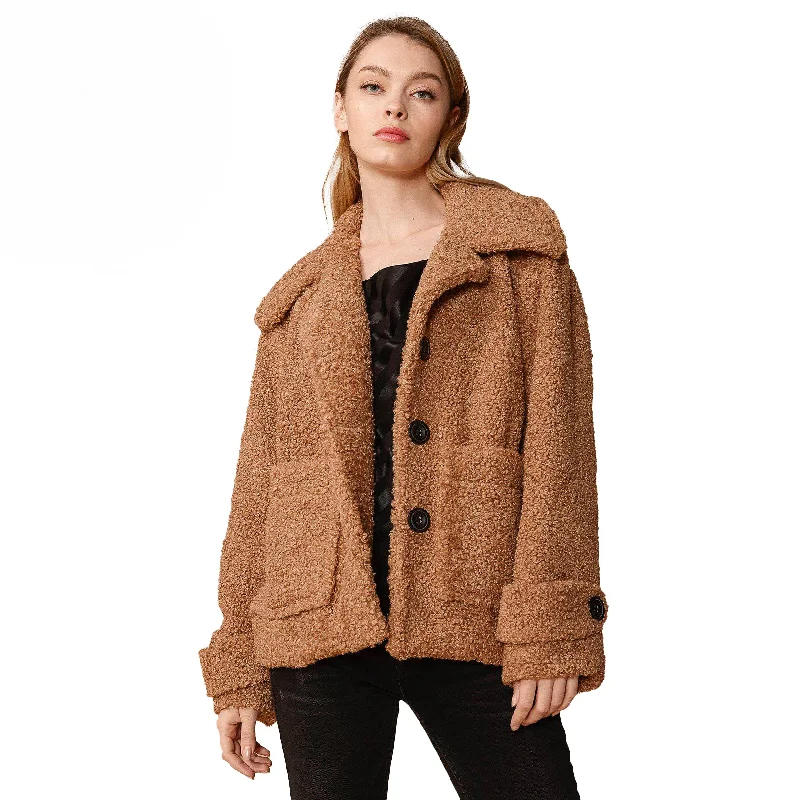 Personality Publicity Women's Shearling Coat in Brown