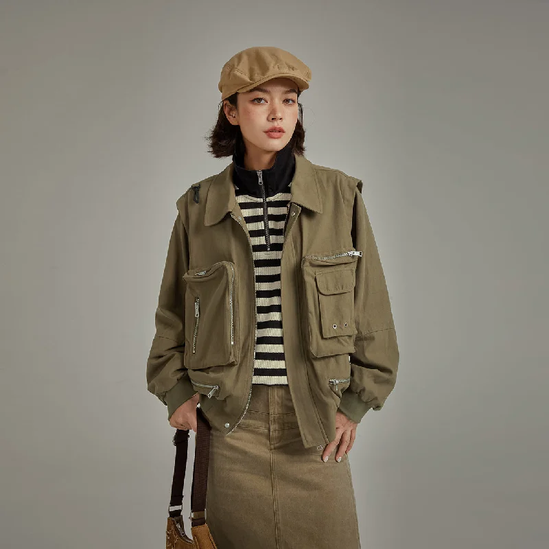 Classic Retro Big Pocket Zip-Up Jacket