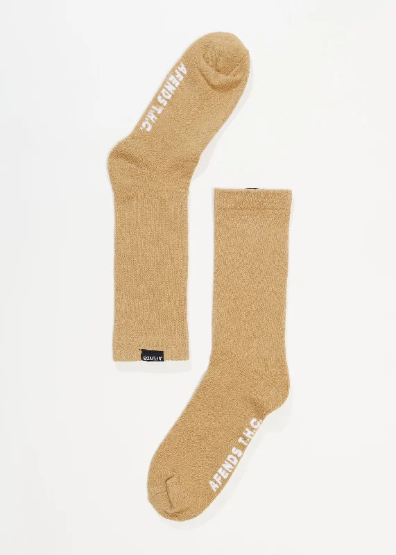 Innovative Design AFENDS Unisex Everyday - Ribbed Crew Socks - Tan