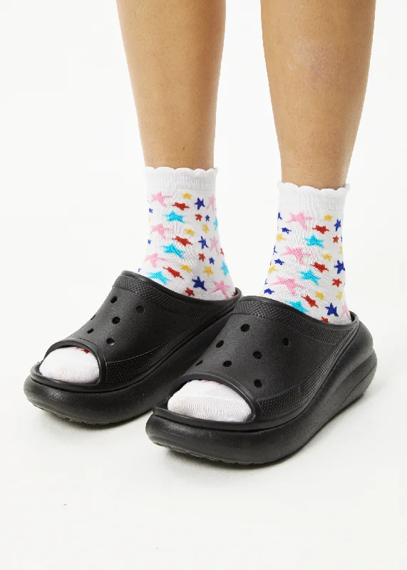 Retro Stripes AFENDS Unisex Josie - Crew Socks - White