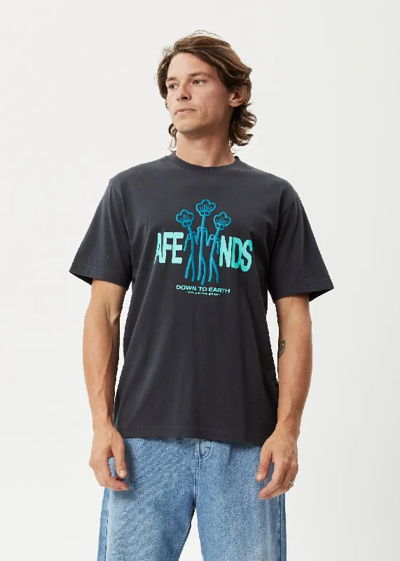 Sports litigation style AFENDS Mens Grooves - Retro Graphic T-Shirt - Charcoal