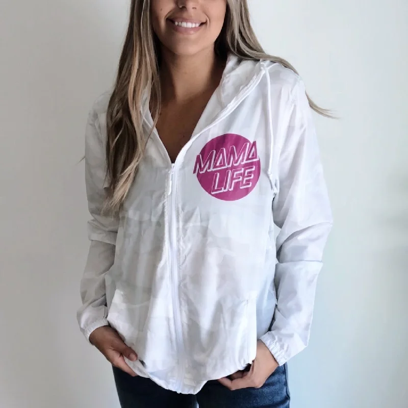 Retro Fashion MAMA LIFE • White Camo Windbreaker