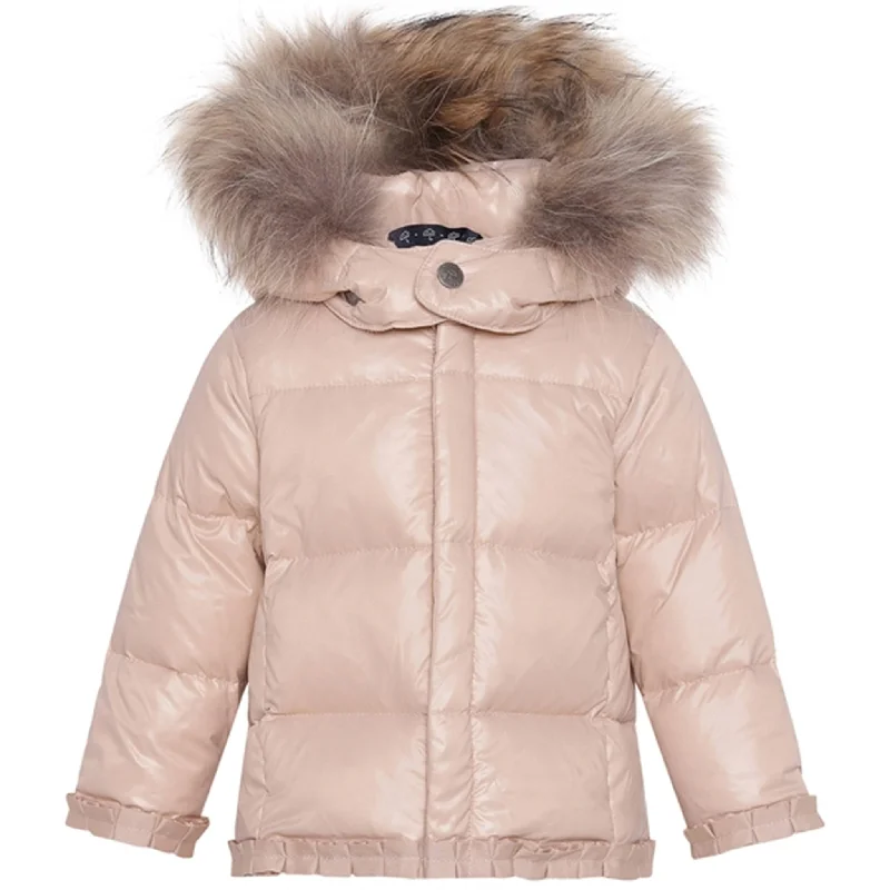 Celebrity Style Ver de Terre Featherlight Baby Girls Down Jacket w. Fur Mahogany Rose