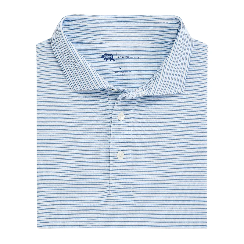 Street Fashion Pairing Stripe Performance Pique Polo - Lichen Blue