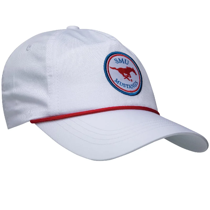 Fashionable Items SMU Patch Rope Hat - White Hat / Red Rope