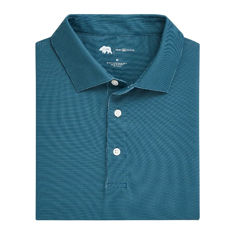High-end Wear Hairline Stripe Performance Polo - Titan