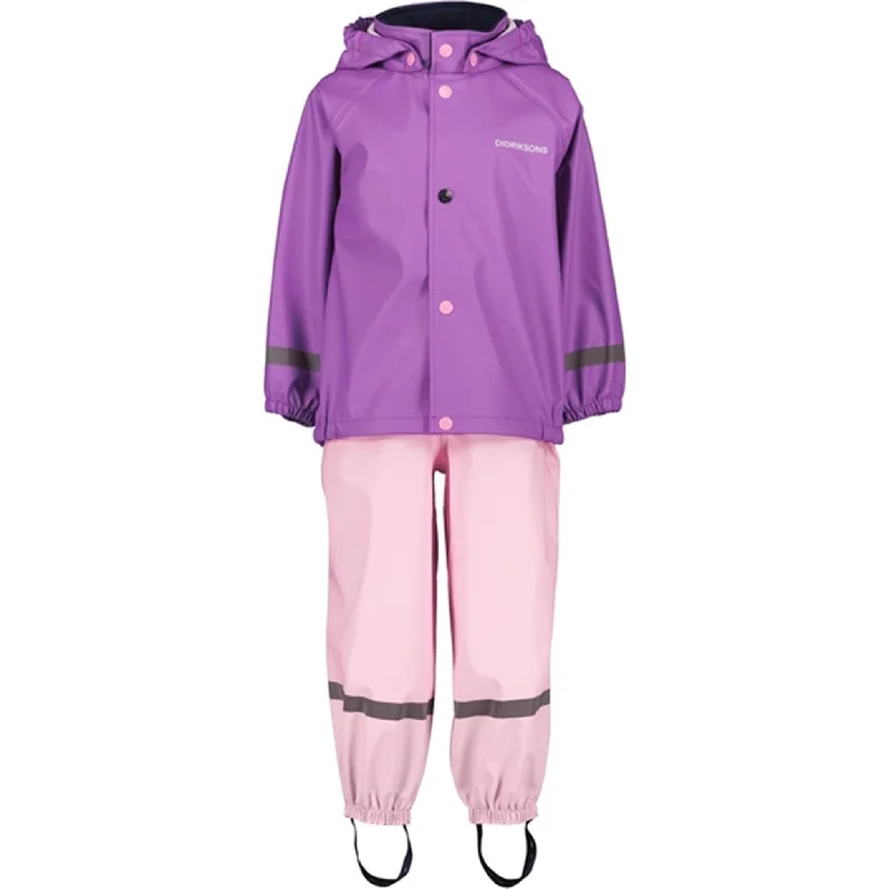 Comfortable Series Didriksons Tulip Purple Slaskeman Kids Rainwear