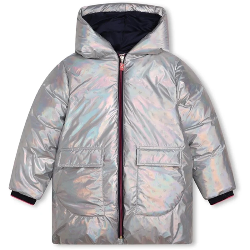 Body Design Billieblush Lame Silver Puffer Jacket