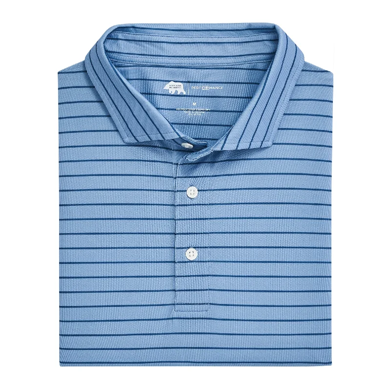 High-end Design Tourney Stripe Performance Pique Polo - Endless Sky