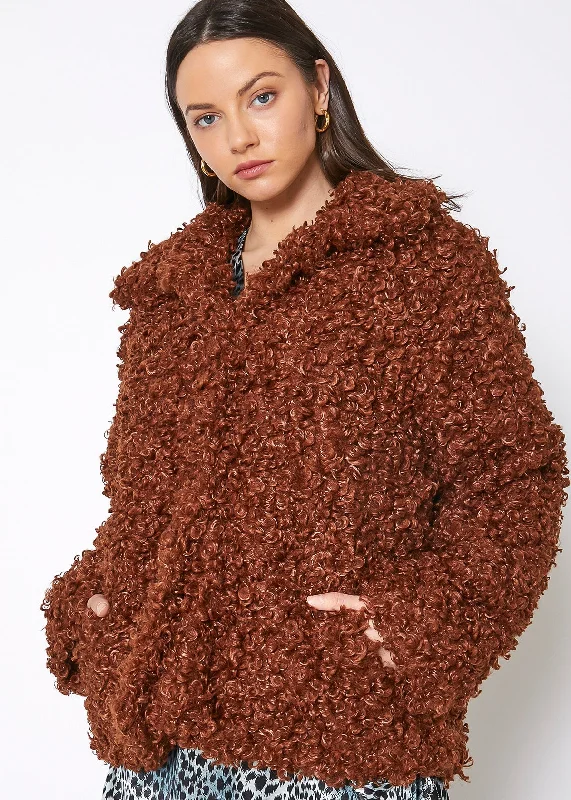 Multi-functional style Womens Curly Faux Fur Teddy Coat