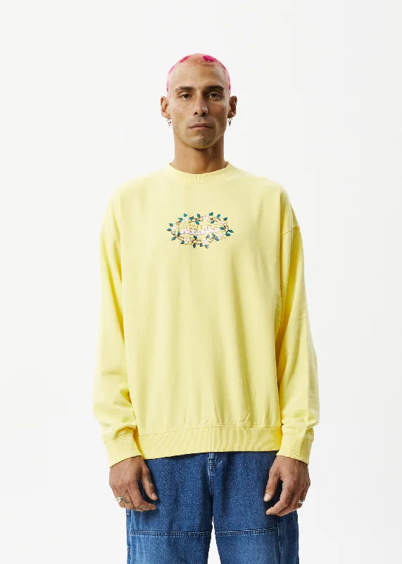 Knitted Design AFENDS Mens Bloom - Crew Neck Jumper - Butter