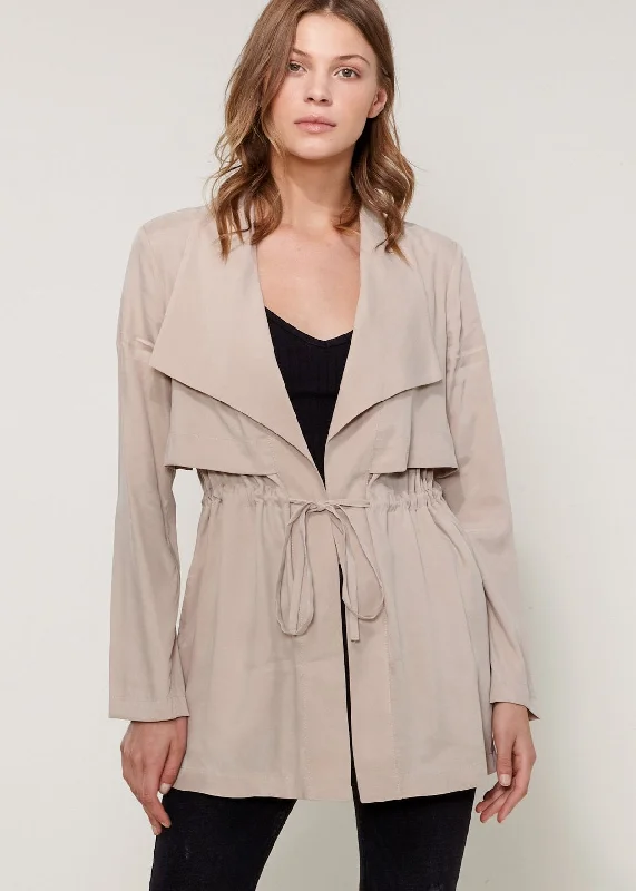 Free and comfortable Ro&de Noir Open Front Jacket In Taupe