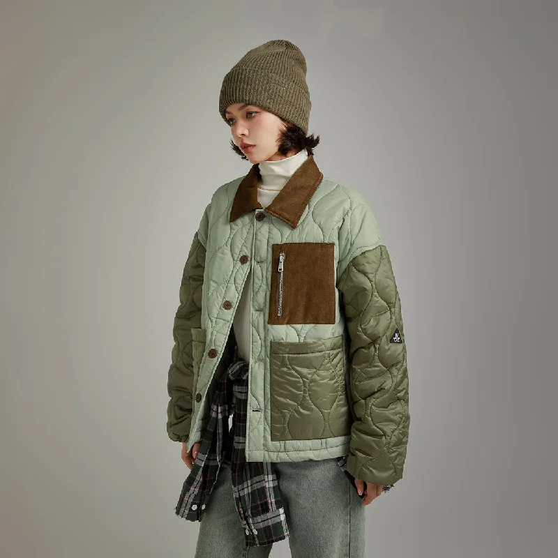 European Plan Color Matching Quilted Jacket