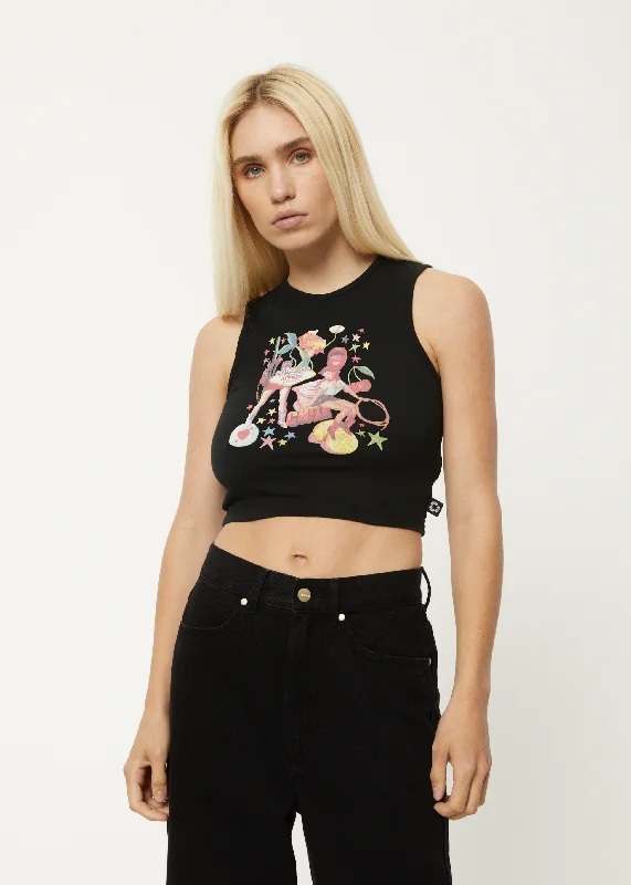 Elegant And Casual AFENDS Womens Josie Dalston - Graphic Tank - Black