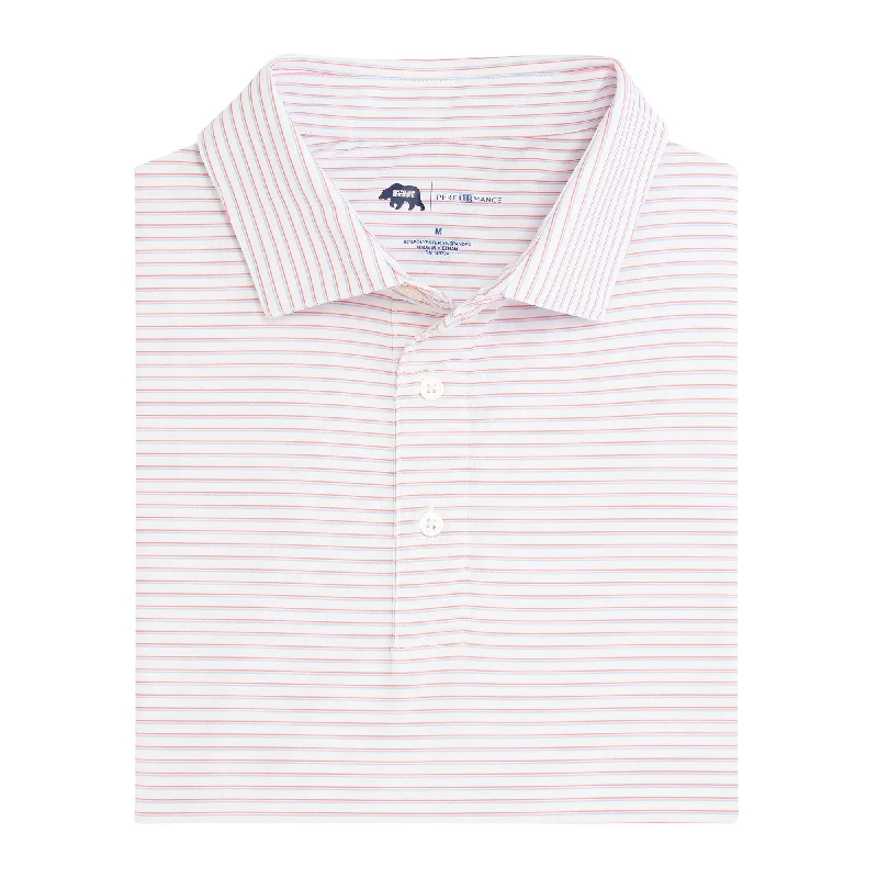 Quality Tailoring Scout Stripe Performance Polo - Hot Sauce