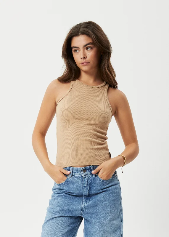Elegant And Noble AFENDS Womens Pearly - Ribbed Singlet - Tan