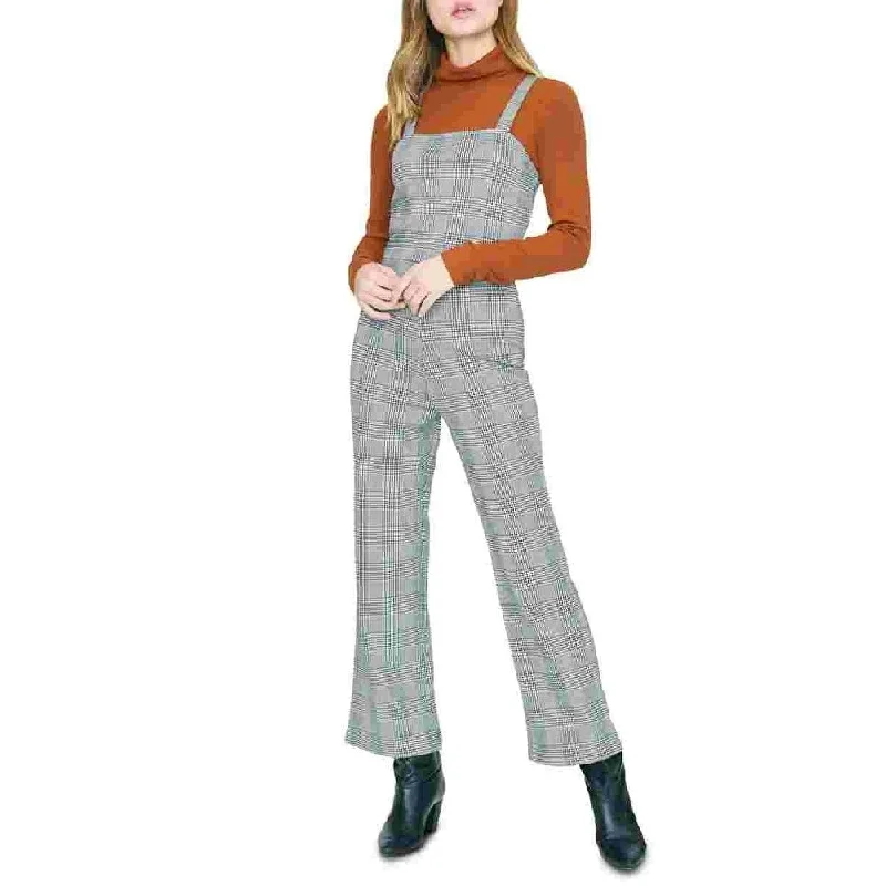 Eye-catching Personality Sanctuary Women's Check You Later Flare Leg Plaid Jumpsuit Taupe Size X-Small