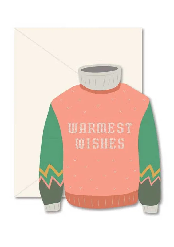 Retro Style Warmest Wishes Sweater Greeting Card