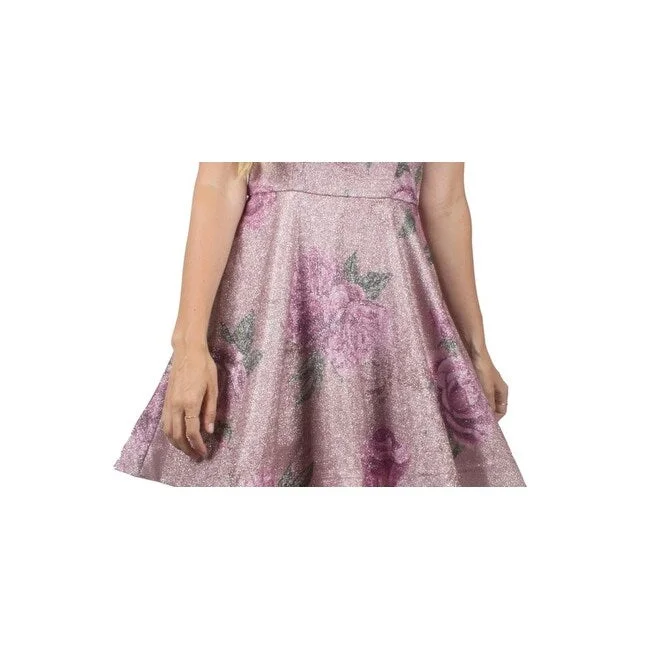 Fashionable Prints Crystal Doll Juniors' Strapless Floral-Print Dress Pink Size 1