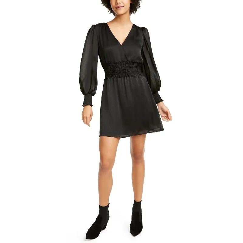 Fresh And Natural Leyden Women's Smocked Cowl-Back Dress Black Size X-Large