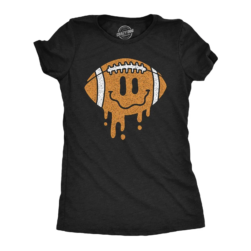 Slightly Flared Design Dripping Football Smile Women's T Shirt