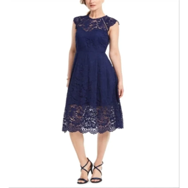 Easygoing Fashion Vince Camuto Women's Lace Midi Dress Blue Size 2