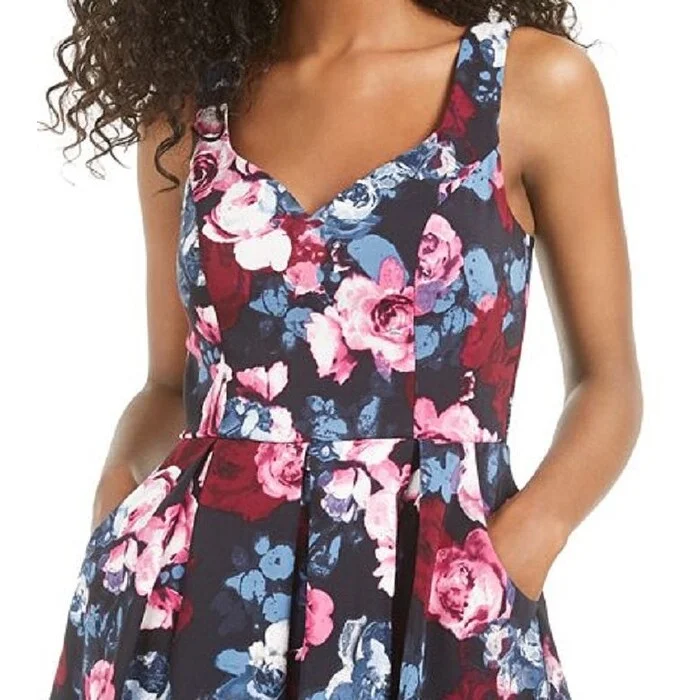 High-end atmosphere Trixxi Women's Floral Sleeveless V Neck Mini Evening Fit Flare Dress Navy Size 7 High-end atmosphere Trixxi Women's Floral Sleeveless V Neck Mini Evening Fit Flare Dress Navy Size 7