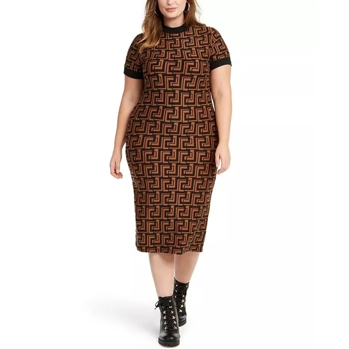 Fashionable Ease Derek Heart Juniors' Plus Mock Neck Brushed Jersey Dress Black Size 1X Fashionable Ease Derek Heart Juniors' Plus Mock Neck Brushed Jersey Dress Black Size 1X