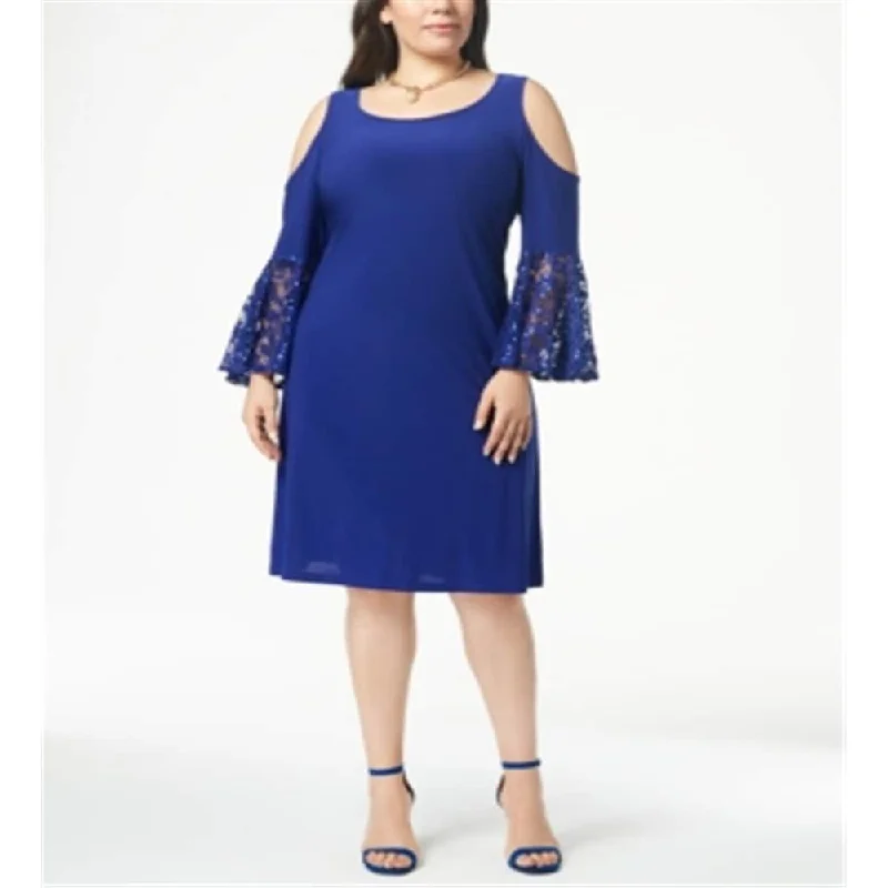 Playful Style R & M Richards Women's Cold Shoulder Dress Blue Size 24W