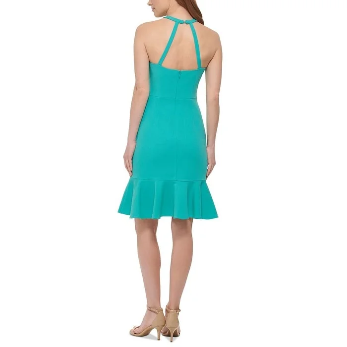 Trendy Traveler Vince Camuto Women's Ruffled Hem Halter Dress Green Size Small