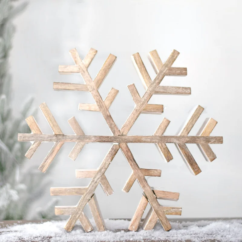 British casual PDMAB22-003 12" Wooden Snowflake Table Decor
