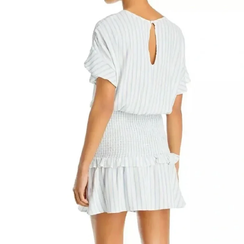 Effortless Dressing Aqua Women's Striped Smocked Mini Dress Blue Size Small