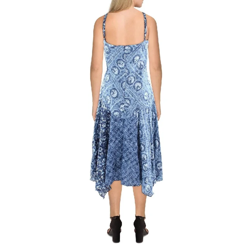Elegant Style Ralph Lauren Women's Linen Sleeveless Midi Dress Blue Size 6