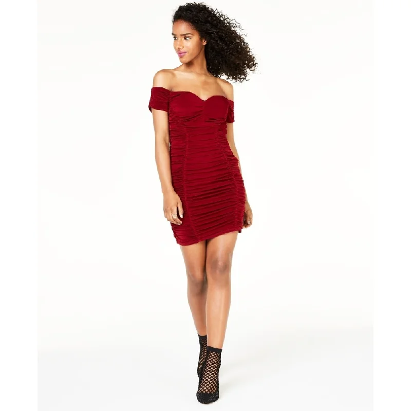 Classic Style Trixxi Junior's Off The Shoulder Ruched Dress Red Size 13