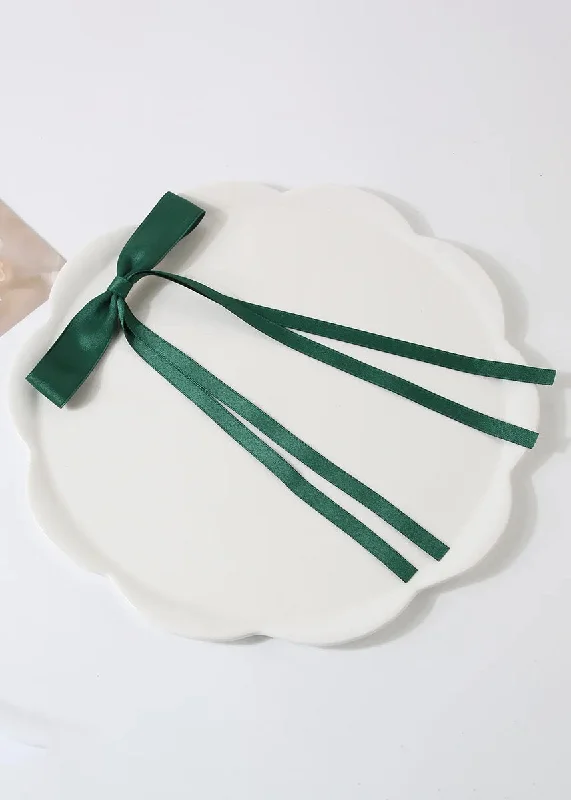 Advanced Customization Long Ribbon Bow Clip - Dark Green