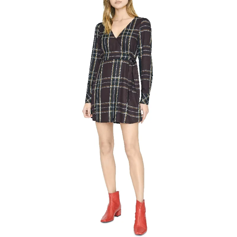 Free And Comfortable Sanctuary Women's Upbeat Faux Wrap Plaid Party Dress Purple Size 2 Free And Comfortable Sanctuary Women's Upbeat Faux Wrap Plaid Party Dress Purple Size 2